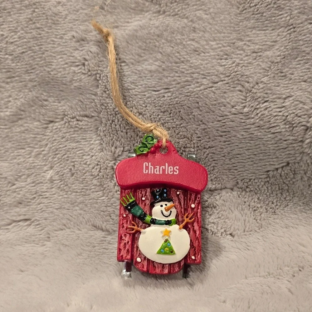 Ganz Personalized‎ Snowman Sled Christmas Ornament 